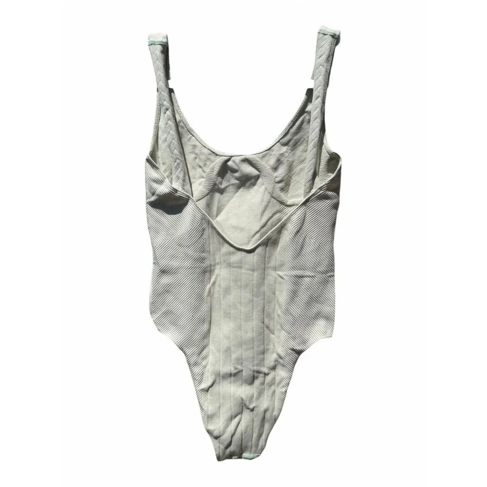 Anthropologie Mint Ribbed One Piece Swimsuit Sage Green Small Bodysuit Minimal